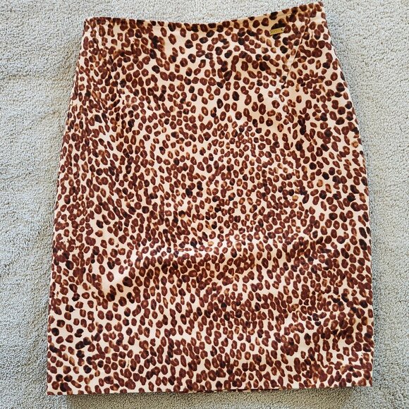 Vintage Les Copains velvet cotton leopard print skirt Sz 42 US Sz S Italy - Picture 5 of 9